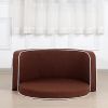 Brown Pet Sofa with Wooden Structure and Linen Goods White Roller Lines